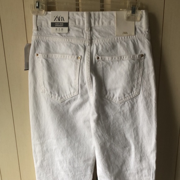 NWT • ZARA High Rise Straight White Denim Jean - Picture 13 of 15